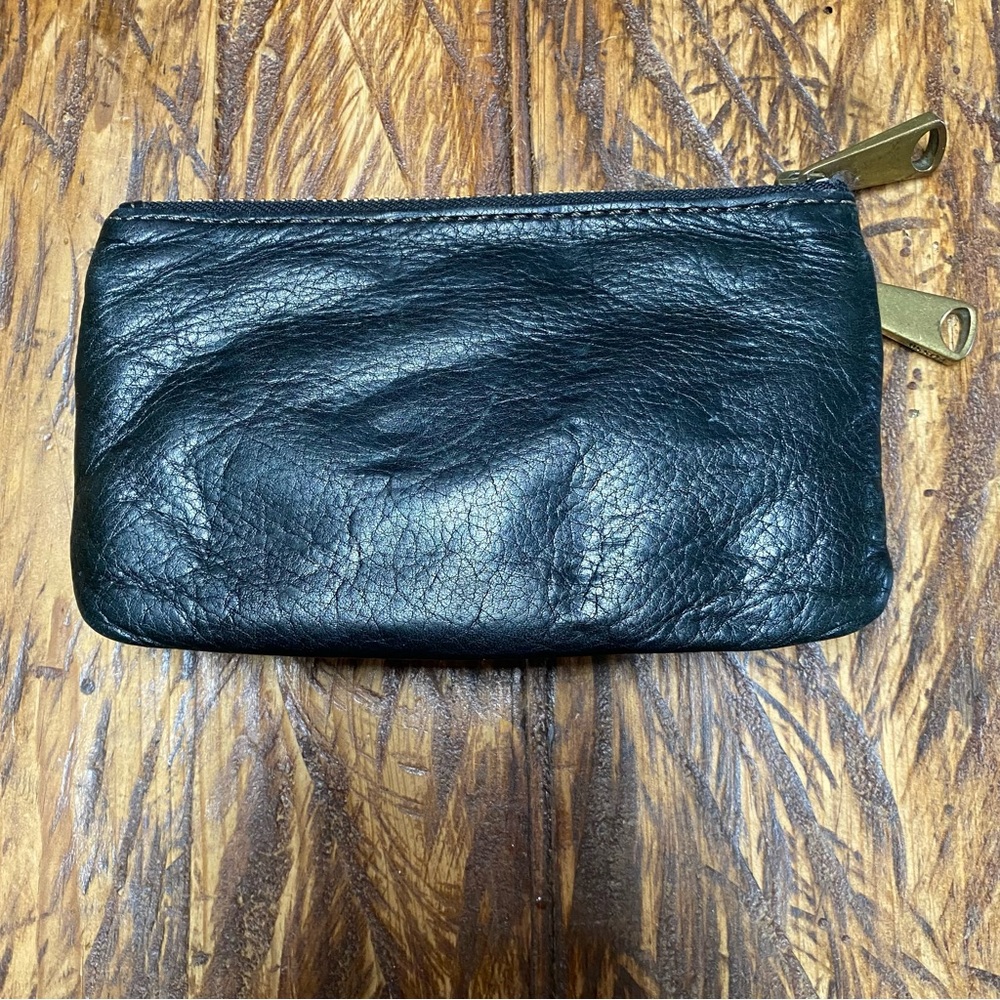 Vintage Fossil Explorer Flap Black Leather Tri-Fold Wallet Gold Logo 7” X 4” - Picture 5 of 9